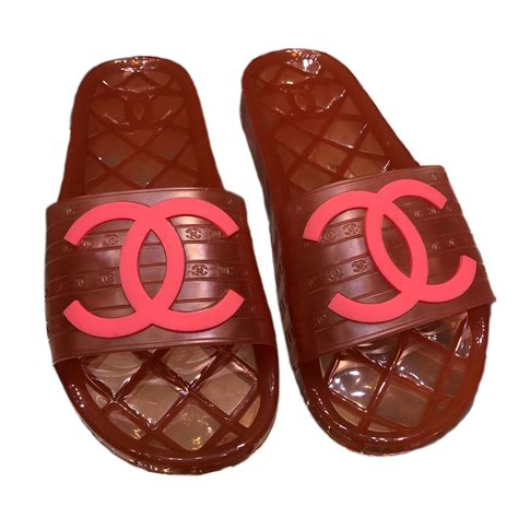 chanel jelly slides for sale|chanel quilted wedges.